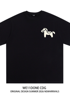 WE11DONE CDG美式潮牌WELLDONE小马印花男女重磅宽松纯棉短袖t恤