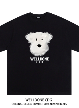 WE11DONE CDG小众潮牌夏季小狗印花男女情侣宽松纯棉圆领短袖T恤
