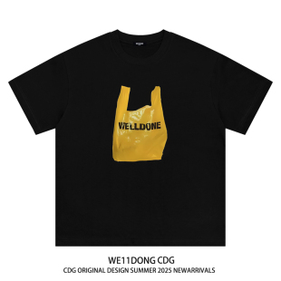 WE11DONE T恤夏 CDG小众潮牌休闲购物袋印花男女情侣高街宽松短袖