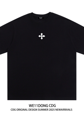 WE11DONE CDG王嘉尔同款十字架印花重磅男女情侣宽松纯棉短袖t恤