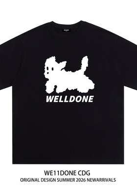 WE11DONE CDG美式潮牌WELLDONE小狗印花男女重磅宽松纯棉短袖t恤