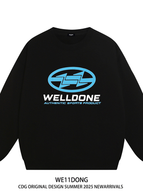 WE11DONE CDG小众潮牌WELLDONE美式高街男女重磅宽松加绒圆领卫衣