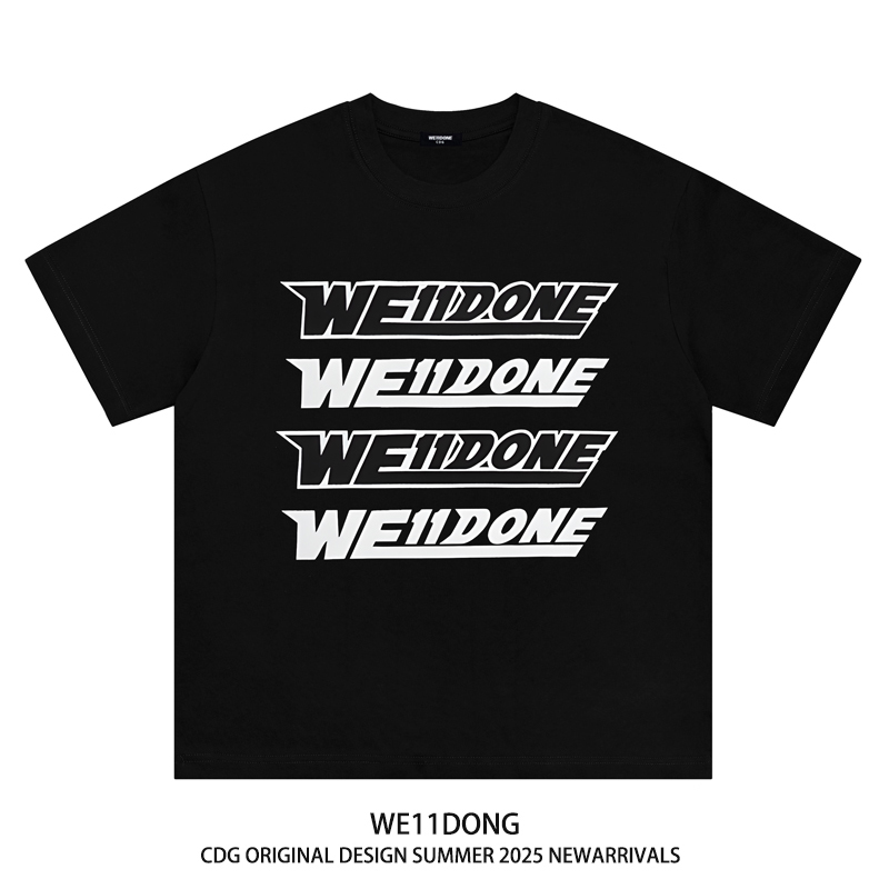 WE11DONE CDG小众潮牌弹幕印花情侣短袖宽松纯棉welldonet恤男女