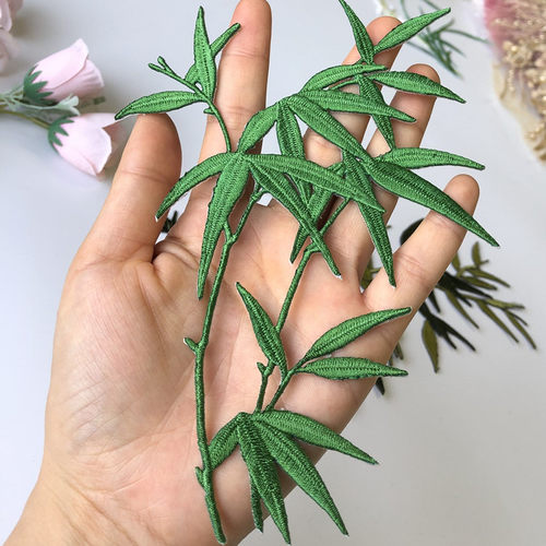 竹子刺绣布贴背胶款可熨烫辅料