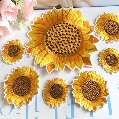 自粘向日葵太阳花朵刺绣布贴