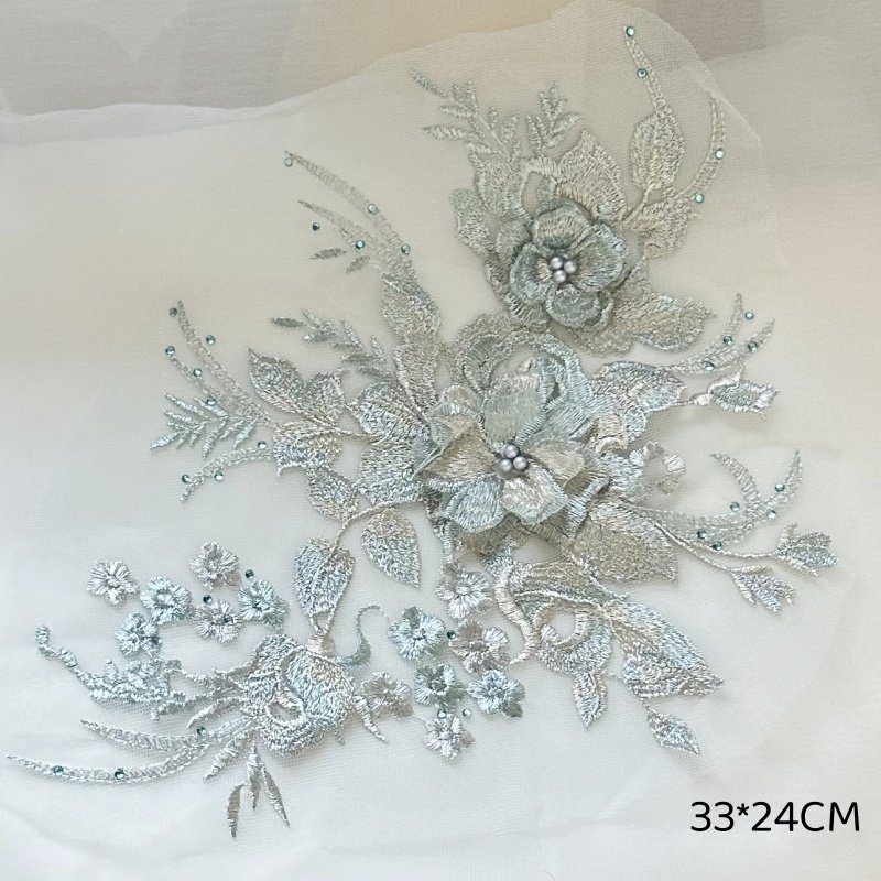 蓝色立体花朵网纱刺绣布贴钉珠钻蕾丝补丁片旗袍衣服窗帘装饰辅料,居家布艺,布贴,淘宝优惠券,粉丝福利购,淘宝优惠卷