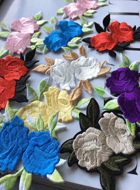 SASKIA 小玫瑰花朵刺绣布贴时尚衣服图案补丁烫贴背胶辅料手工DIY
