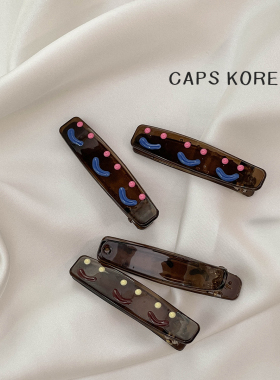 CAPS KOREA ｜原创手工画油简约一字鸭嘴夹前额八字刘海化妆发夹