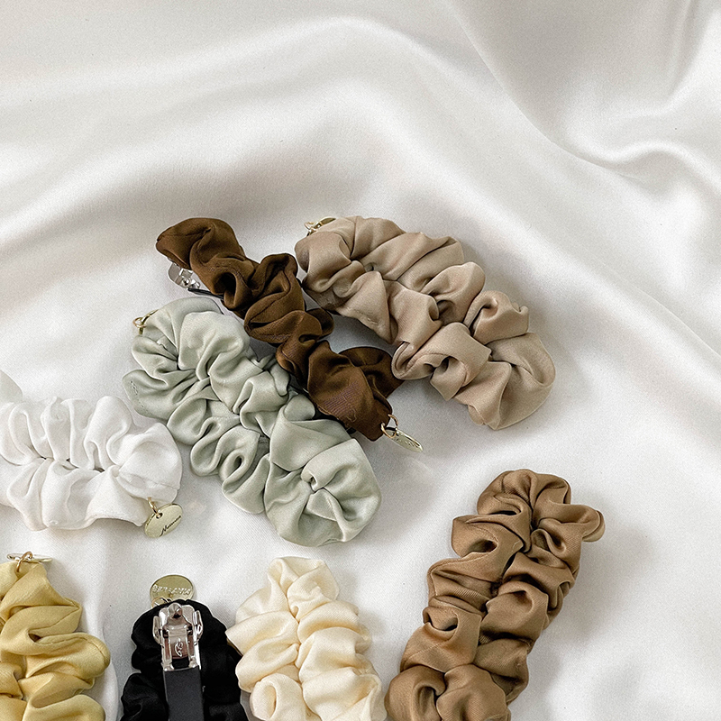 CAPS KOREA｜丝质褶皱发量少一字弹簧夹马尾发夹气质优雅发饰夏季