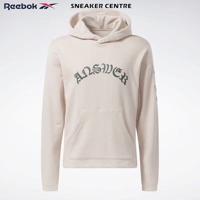 Reebok锐步艾弗森兔年限定字母印花休闲宽松卫衣男女同款 米白色