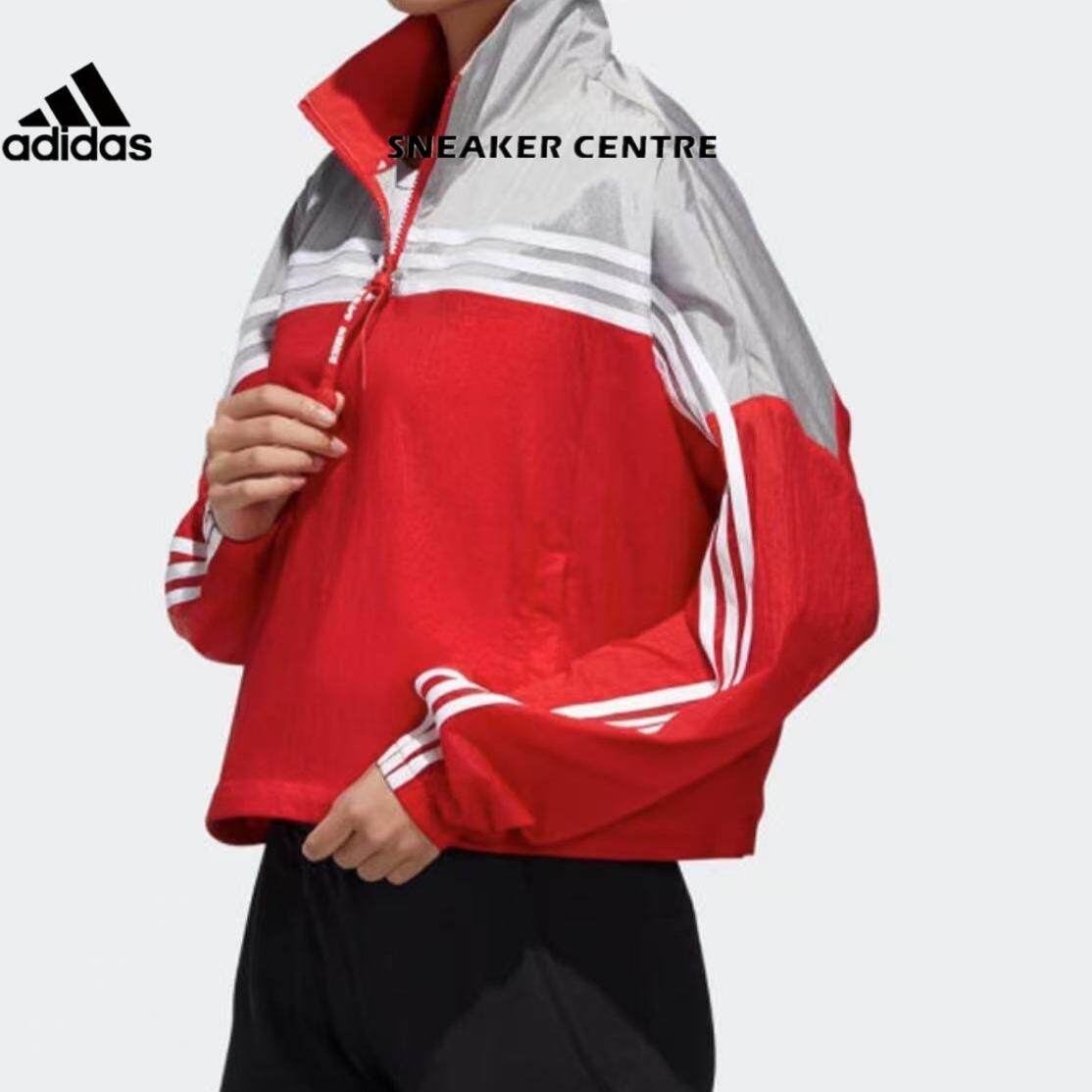 Adidas Urban Anorak 阿迪达斯女排队服梭织条纹立领运动套头夹克