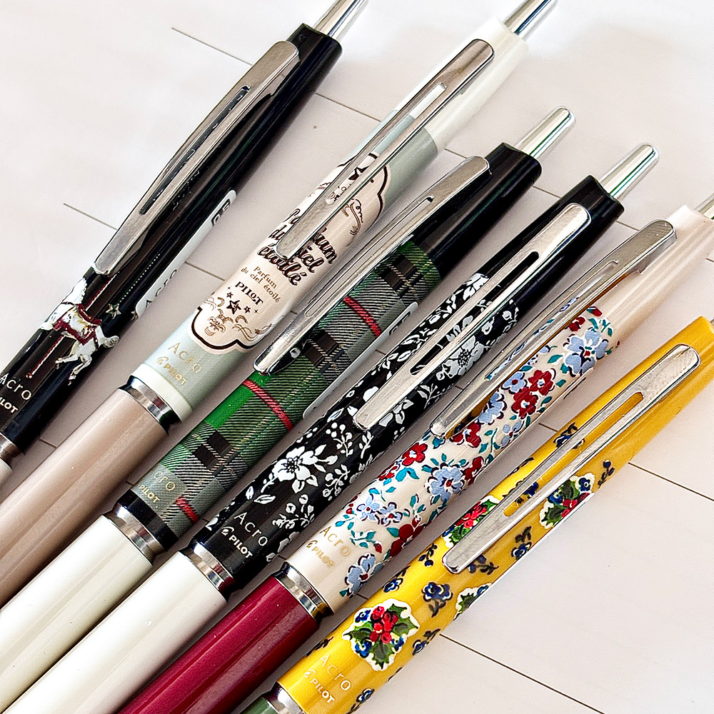 新款日本PILOT百乐Acro炫滑圆珠笔复古圣诞限定拼色花纹款中油笔