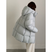 超轻无胆90白鸭绒羽绒服女中长款 2025新款 连帽云朵泡芙冬外套加厚