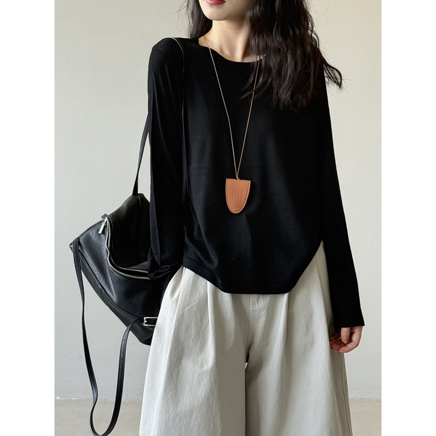 高级感纸片人针织衫女薄长袖T恤