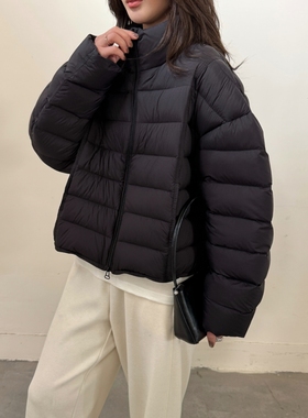 极简风立领排骨白鸭绒羽绒服女短款2025冬季新款超轻90白鸭绒外套