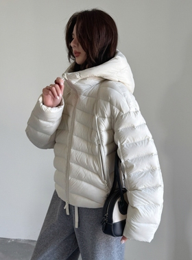 立裁廓形连帽泡芙羽绒服女短款2025冬季新款90白鸭绒外套宽松保暖