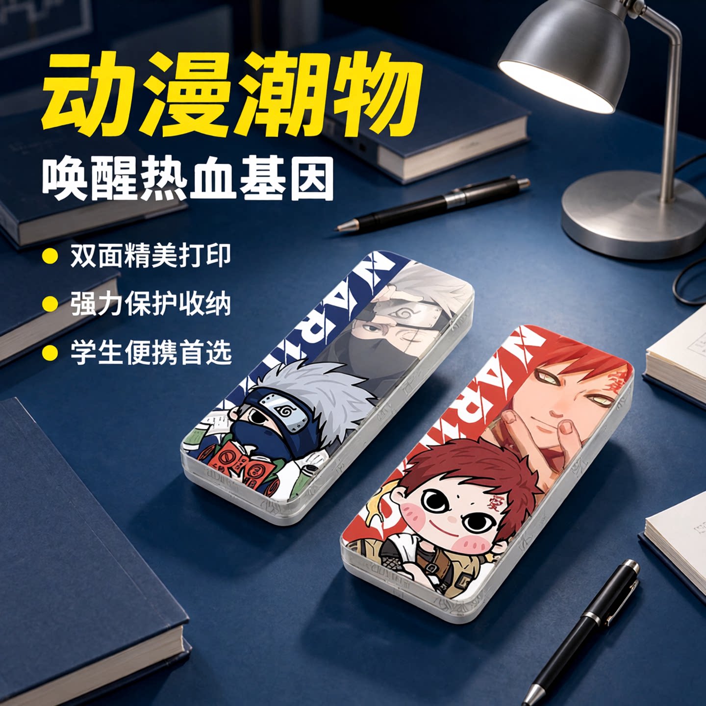 火影忍者眼镜盒男便携Q版鸣人卡卡西鼬眼镜盒收纳盒学生上学专用