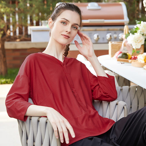 铜牛休闲宽松艾草抗菌短袖衫