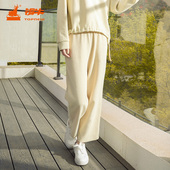 VK242 长裤 铜牛bless系列斜格异面布直筒女居家下装 可外穿秋季