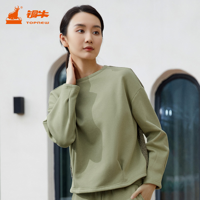 铜牛长袖衫拼接棉混纺单面磨毛布