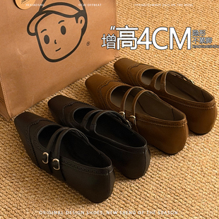 复古双扣带内增高玛丽珍鞋女2026春季新款英伦风显瘦百搭浅口单鞋