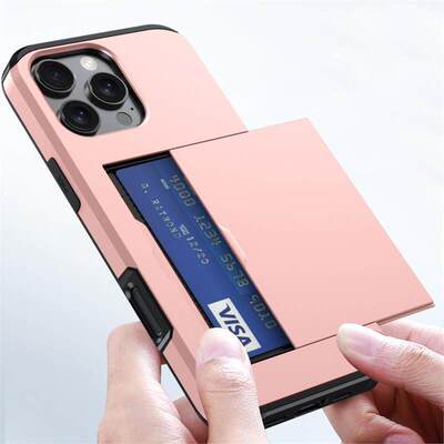 适用苹果1617手机壳iPhone15滑盖插卡17Promax钱包13Pro卡槽17E保护套Air防摔外壳16plus新款底壳套14Promax
