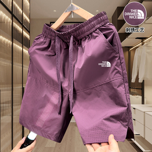 ins美式 中裤 刺绣男士 夏季 透气情侣沙滩裤 速干男生短裤 五分裤 新款