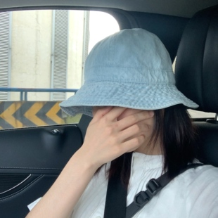 小杨超爱的复古浅牛仔渔夫帽休闲百搭遮阳六角帽显脸小防晒ins风