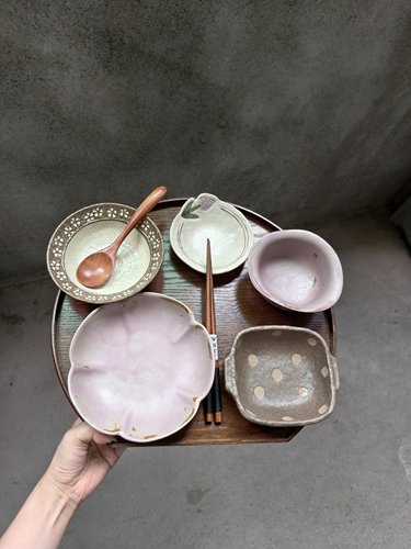 LLHOME  粉色花语一人食餐具餐具碗盘碟早餐餐具分餐制餐具月子餐