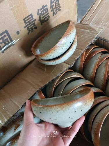 景德镇粗陶元宝碗5寸米饭碗水果碗汤碗沙拉碗高颜值碗