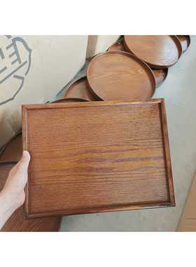 木托盘方形拍照道具一人食托盘置物盘收纳托盘餐具托盘36*27cm