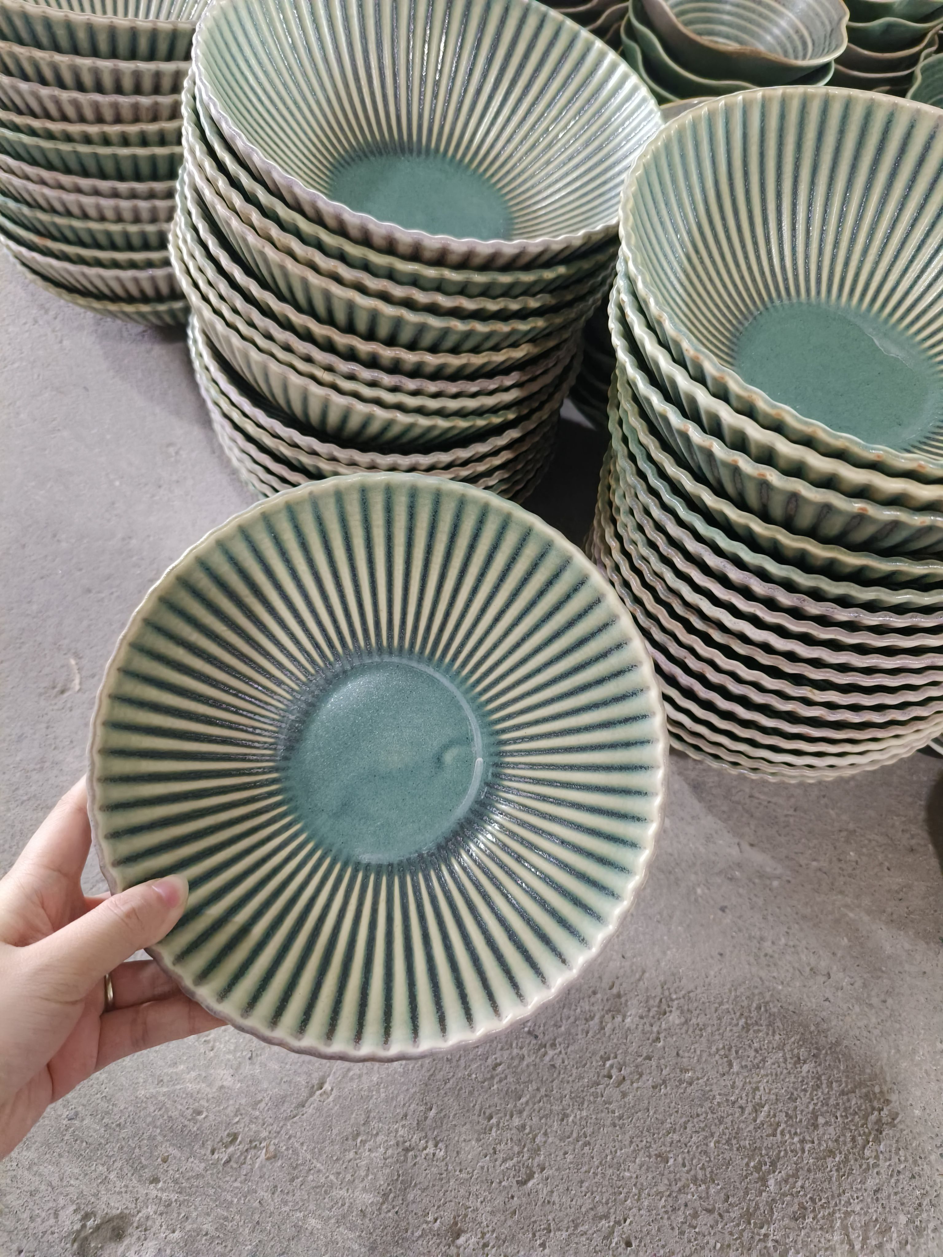 景德镇高温釉下彩铜红绿粗陶8寸大面碗大汤碗大菜碗嗦粉碗水饺碗