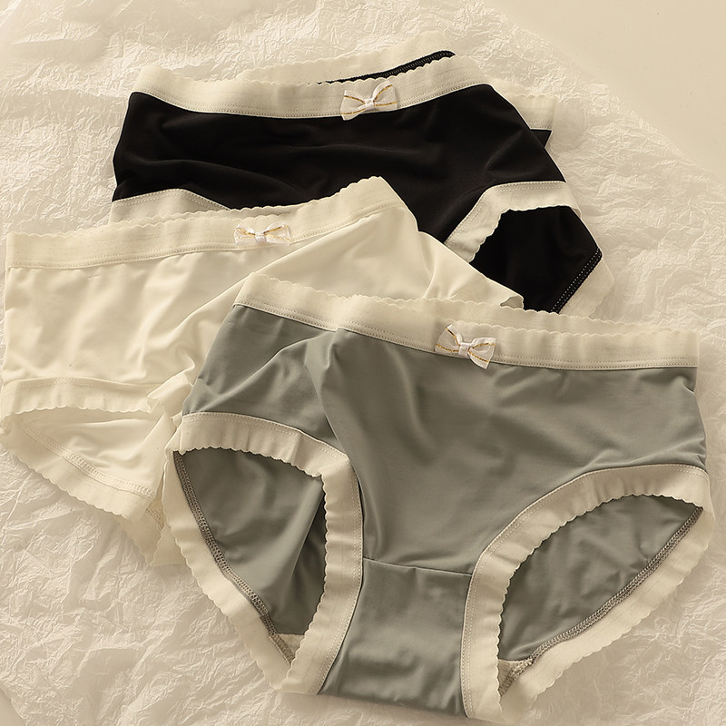多组合冰丝内裤女抗菌少女无痕中腰大码提臀性感女士三角裤黑白灰