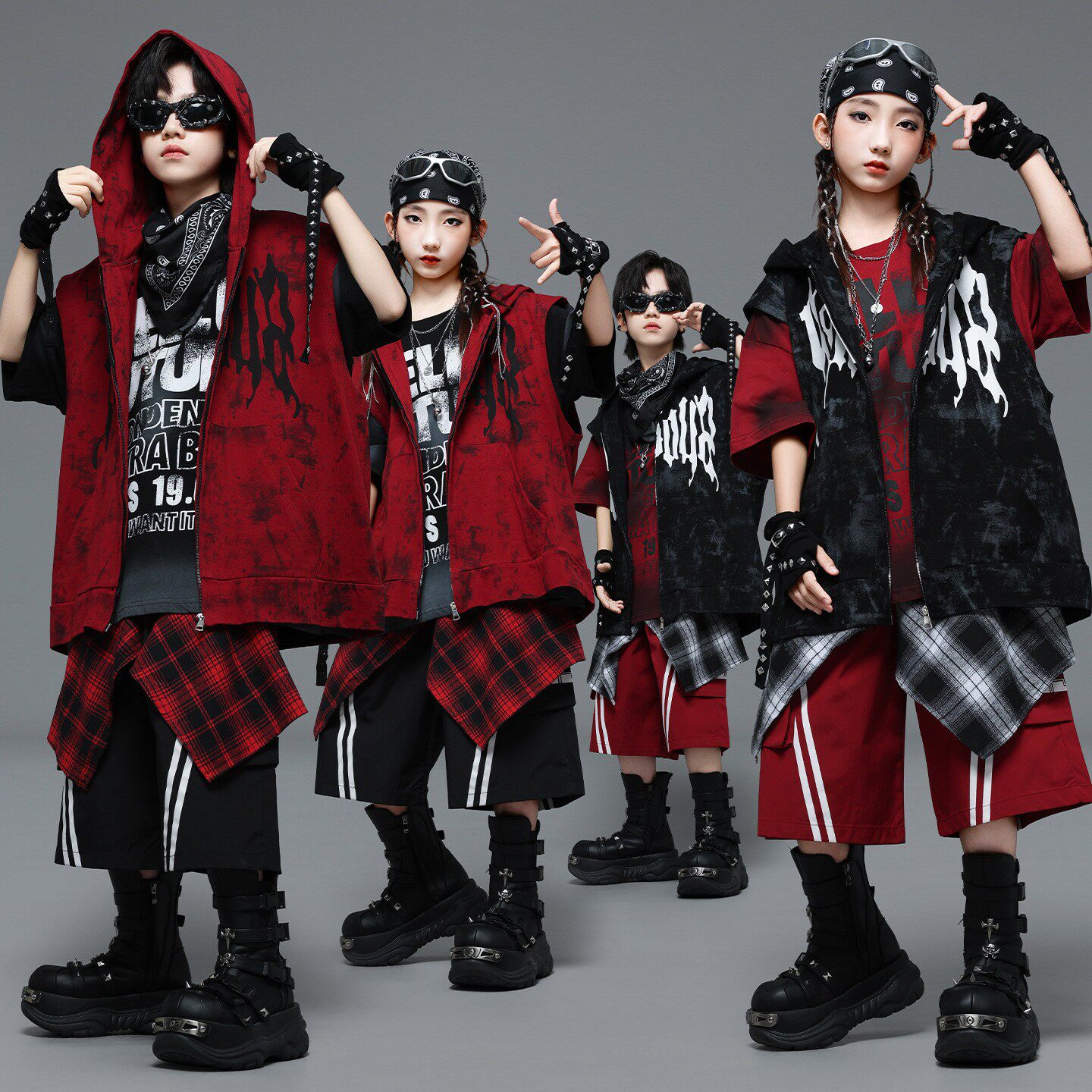 六一儿童街舞演出服少儿美式潮牌女生时髦爵士男童嘻哈hiphop套装