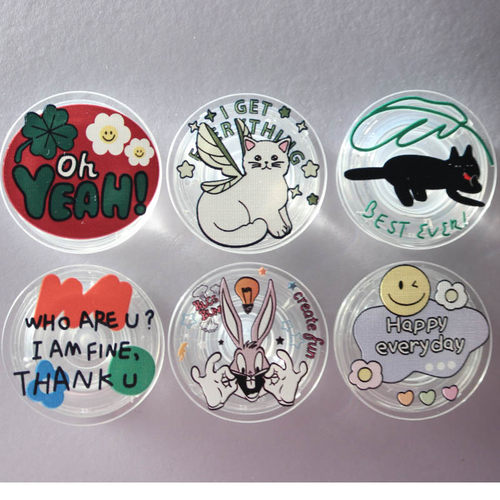 插画手机壳气囊支架伸缩口环原创涂鸦小众创意搞怪兔子高级感可爱