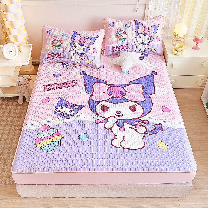 库洛米凉感乳胶席加厚透气美乐蒂冰丝席床笠款三件套二女童宿舍床