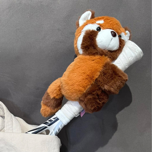 小浣熊毛绒羽毛球拍握把装饰品卡皮巴拉网球拍套卡通玩偶挂件礼物