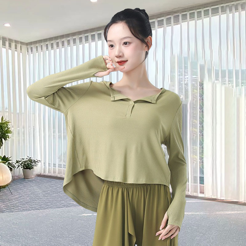 宽松长袖套指舞蹈服上衣练功服