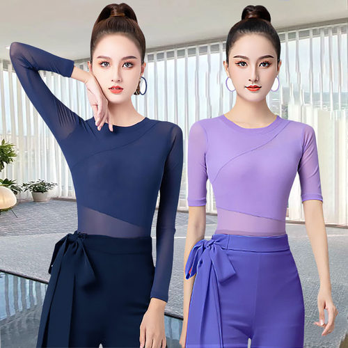 网纱拉丁舞上衣形体服交谊舞国际