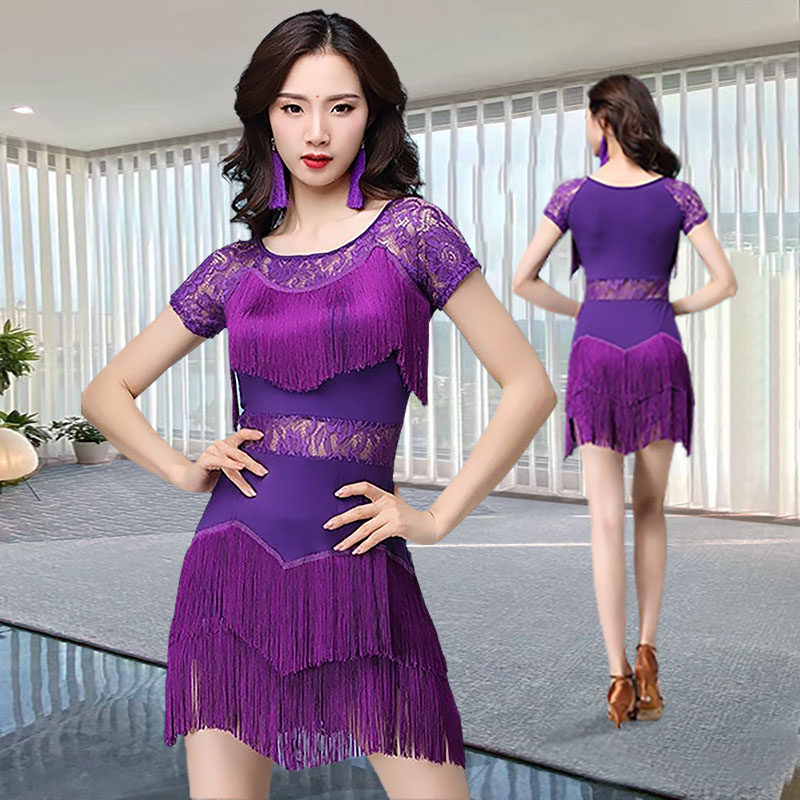 拉丁舞服连衣裙2026新款高级感成人练功小个子性感显瘦流苏演出服