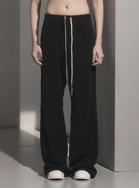 24RO风格阔腿工装运动长裤欧美高腰拖地卫裤潮款系绳肥腿裤直筒裤