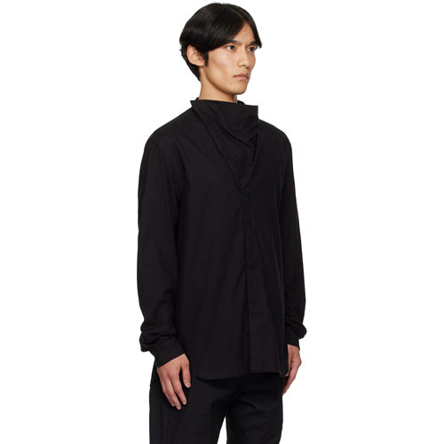 RO风格新款立领衬衫个性不对称高领宽松衬衣