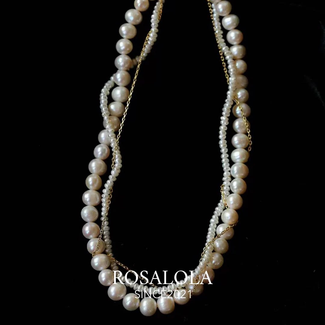ROSALOLA 左岸晚风·法式复古双层缠绕珍珠项链·LOLA系列 012802