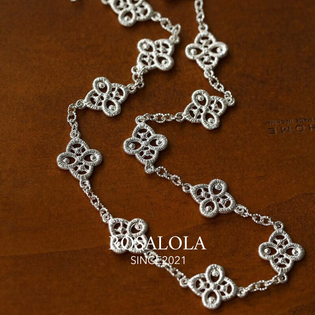 ROSALOLA刺绣蕾丝花朵/法式浪漫复古LOLA系列 项链