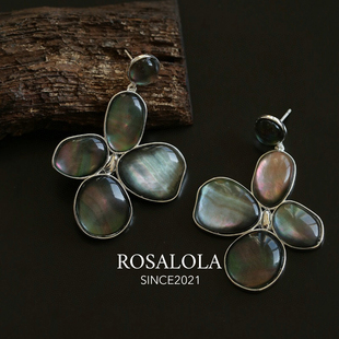 ROSALOLA 黑贝丁香花·法式浪漫复古耳环戒指·LOLA系列 122221