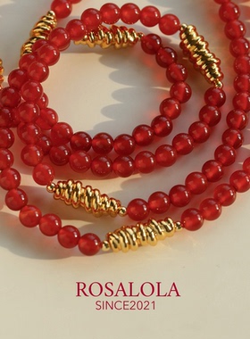 ROSALOLA 红玛瑙金纹隔珠·复古新中式项链·LOLA系列 122909