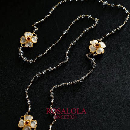 ROSALOLA 月光之花·法式复古老钱风花朵项链·LOLA系列 041901