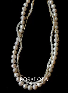 ROSALOLA 左岸晚风·法式复古双层缠绕珍珠项链·LOLA系列 012802