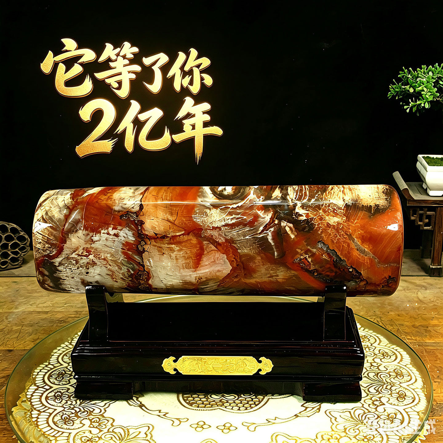 天然木化石树化玉硅化木原石观赏石客厅玄关装饰摆件开业乔迁礼品 - 实物图