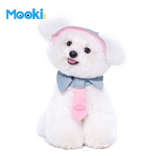 mookipet宠物帽子假领带春季小型犬约克夏比熊口水巾露耳朵渔夫帽